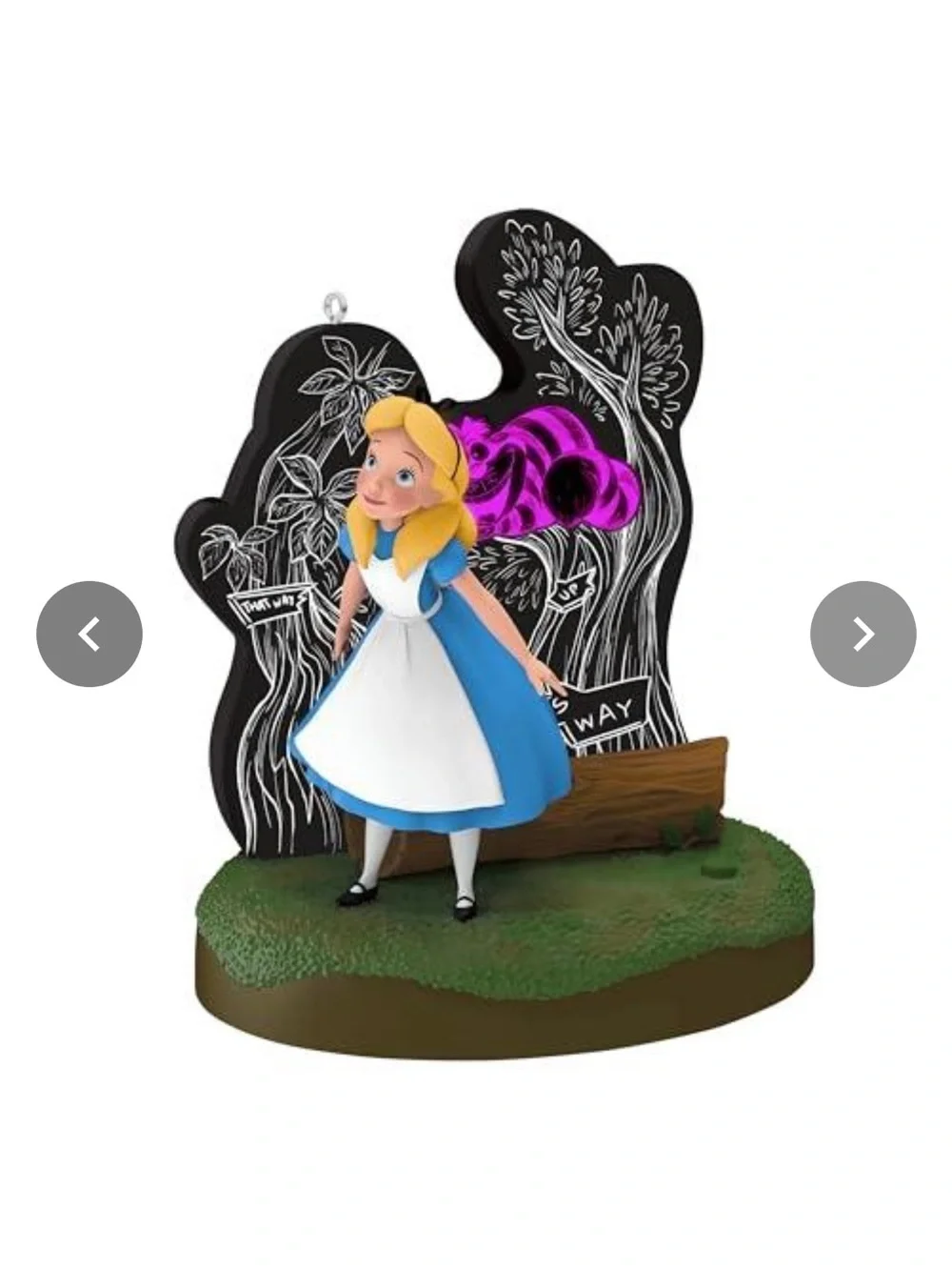 2 AVAILABLE Hallmark Alice in Wonderland Ornament - Blue, White, Yellow, Black